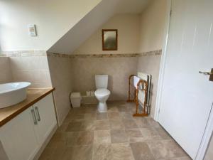 a bathroom with a toilet and a sink at Parkside Guest House in Pollington