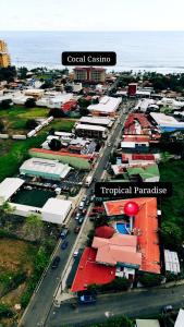 an aerial view of a city with buildings and a street at Tropical Paradise in Jacó