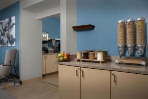 a kitchen with a counter with some food on it at TownePlace Suites Dallas DeSoto in DeSoto