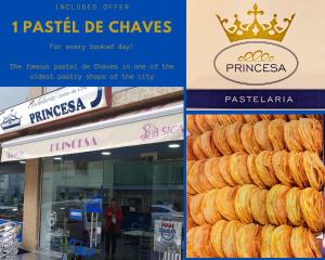 a collage of two pictures of a bakery at Casa do Tâmega in Chaves
