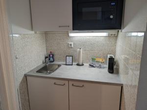 Kuchyň nebo kuchyňský kout v ubytování Apartment mit Balkon und Pool, zentral am Waldrand