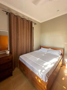 a bedroom with a large bed and a television at Actionpack Travels in Dar es Salaam