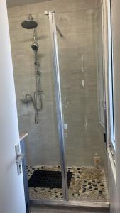a shower with a glass door in a bathroom at Studio avec balcon proche des thermes in Saint-Paul-lès-Dax