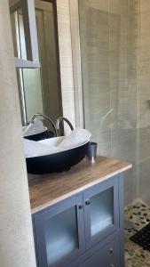 a bathroom with two sinks on top of a counter at Studio avec balcon proche des thermes in Saint-Paul-lès-Dax +1 photo