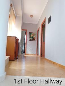 a hallway of a home with a first floor hall way at Leos Villa in Tragjas