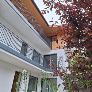 an external view of a building with a balcony at Chalet Center Pic in Ortisei +12 photos