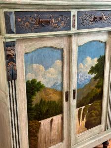 a painting of a view through a glass door at Guest House Gent in Ghent