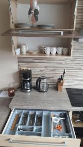 Kuchyň nebo kuchyňský kout v ubytování Apartmán U Pošty Králíky