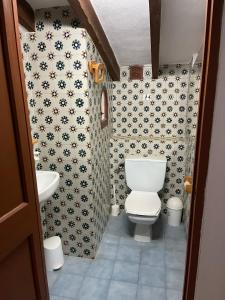 a small bathroom with a toilet and a sink at Bonita casa de campo típica Mallorquina in Sant Jordi