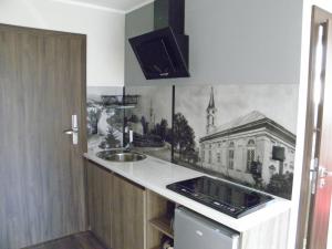 Apartamenty Dawna Wisłaにあるキッチンまたは簡易キッチン