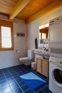 Koupelna v ubytování Chalet Regenbogen Leukerbad mit Indoorrutschbahn + 25 fotografií