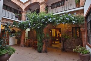 a courtyard with a bunch of plants and flowers at Hotel Casa de Vino in Tequisquiapan