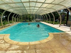 a group of people swimming in a swimming pool at La Passiflore in Mazan