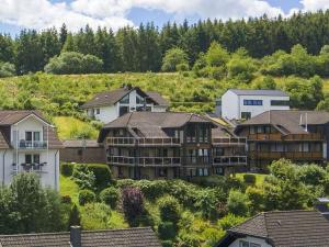 a group of houses on a hill with trees at Uitzicht op het meer - formerly TUI in Schalkenmehren