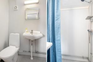 un bagno con un lavandino e una doccia di Utladalen Camping ad Årdal