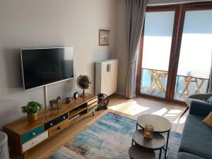 a living room with a tv and a couch at Cozy City Appartement Warszawa in Warsaw