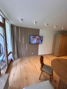 TV a/nebo společenská místnost v ubytování Apartment mit Indoor Pool und Garten