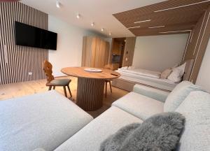 TV a/nebo společenská místnost v ubytování Apartment mit Indoor Pool und Garten