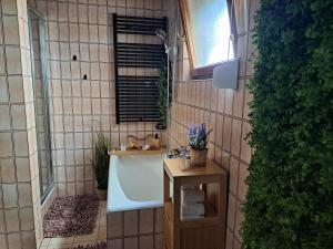 a bathroom with a bath tub and a sink at Apartment Summer in Šibenik +20 photos