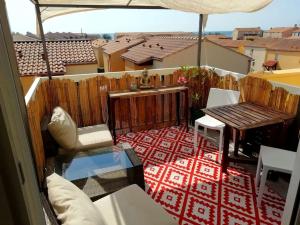 Balkoni atau teres di Appart 5p terrasse sud vue mer, accès direct plage