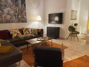 Χώρος καθιστικού στο Großzügige Souterrainwohnung in historischer Stadtvilla im Herzen Zellerfelds