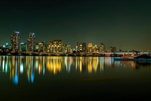 Vista generica su Seul o vista sulla città dall'interno dell'appartamento