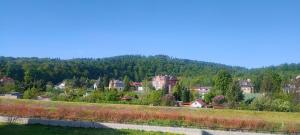 a town on a hill with houses and trees at Apartament Bella Zdrój in Głuchołazy