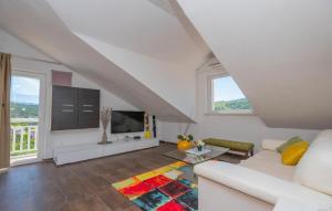 プチシャにあるCozy Apartment In Pucisca With Wifiの白いソファとテレビのあるリビングルーム