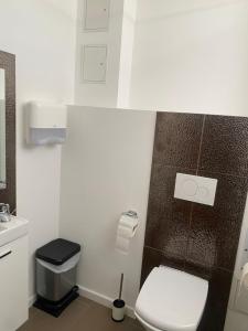 萨尔斯塔特Apartment mit eine große Terasse Nähe Hannover-Messe的带马桶和水槽的小浴室 更多5张照片