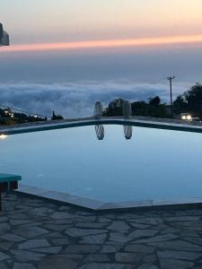 a pool with a reflection of cacti in the water at Sun Castle Houses in Drymon