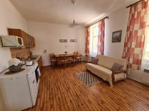 Köök või kööginurk majutusasutuses Úzkokolejky - apartmány Nová Bystřice