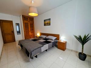 a bedroom with a bed and a potted plant at Apartment in Club Paraiso Ocean View, Wi-Fi in Playa Paraiso +31 photos