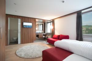 TV a/nebo společenská místnost v ubytování Seehotel Delphin