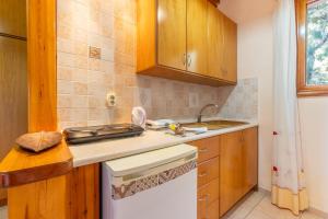 una cucina con un lavello e un piano di lavoro di One bedroom apartment Vasillis a Paleokastritsa