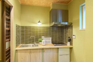 a kitchen with a sink and a counter top at 東京雷門ー千の森Asakusa in Tokyo +13 photos