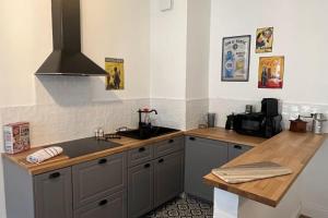 Kuchyň nebo kuchyňský kout v ubytování Appartement La Caresse de l’Amarante