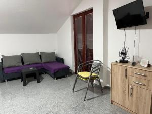 a living room with a couch and a chair at Apartmani Ana in Sukošan
