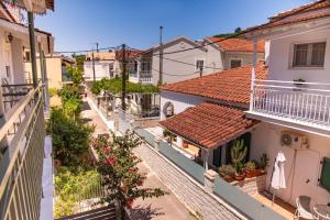 an overhead view of a city street with buildings at Antonia's Apartments in Kassiopi