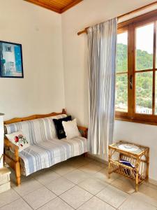 a bedroom with a bed and a window at Betsanis Stafylos Apartments in Stafylos