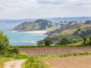 a view of a beach and the ocean from a hill at Holiday Home La Belle Vue by Interhome in Locquirec