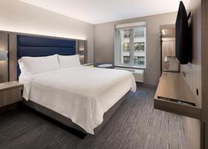 1 dormitorio con 1 cama grande y TV de pantalla plana en Holiday Inn Express New York City Chelsea, an IHG Hotel, en Nueva York