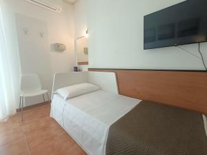 a room with a tv on a wall with a couch at Hotel Merano in Grado