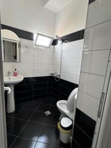 a bathroom with a toilet and a sink at Villa Shehu in Ksamil +49 photos