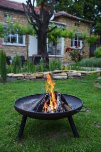 a fire pit in the grass in a yard at Villa Vin Santo in Vinarovo