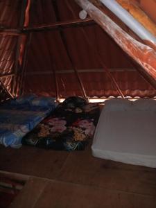 a room with two beds in a tent at Cabañas Las Yayas in San Pablo Número Dos