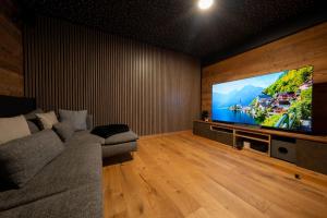 TV a/nebo společenská místnost v ubytování Chalet Le Refuge