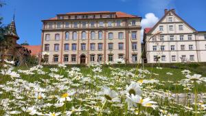 a field of flowers in front of a building at Kloster Bonlanden in Berkheim