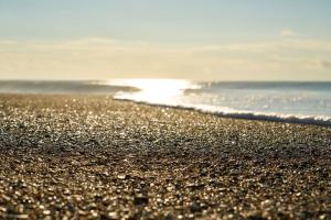 een dicht bij een zandstrand met de oceaan bij Welcome to Nelson's Quarters in Hastings