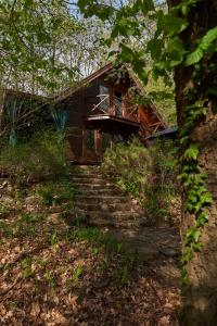a house with stairs leading up to it at Mátra Boutique in Mátraszentimre