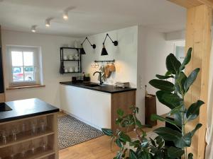 a kitchen with a sink and a counter top at Anno 1763 in St. Wolfgang